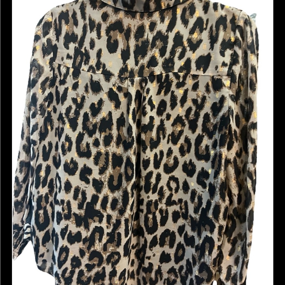 Tahari Leopard Print Blouse with Gold Accents